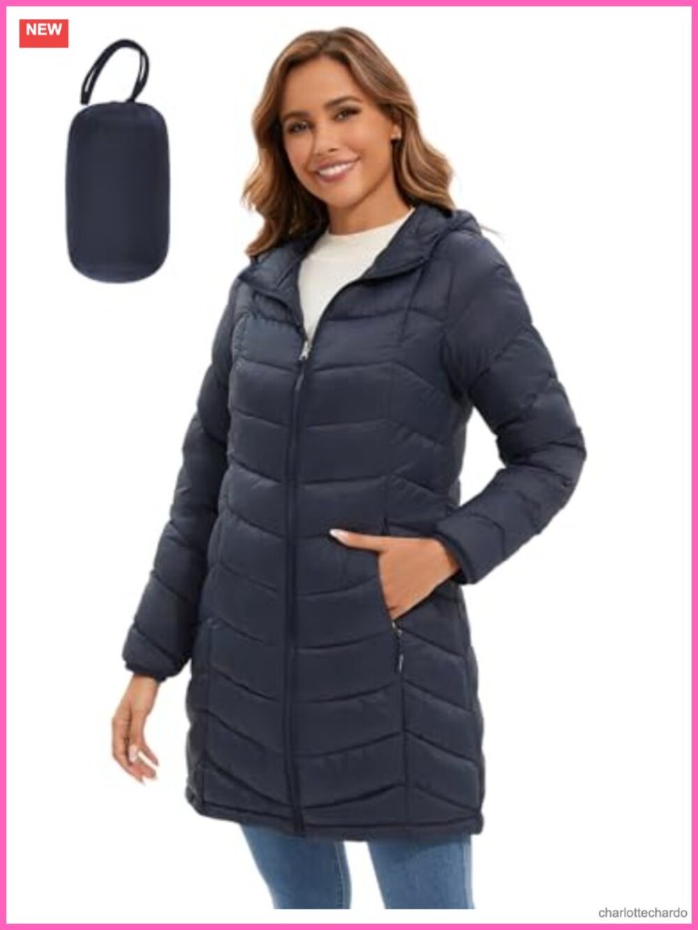 ANOTHER CHOICE Women's Packable Lightweight Hooded Puffer Jacket